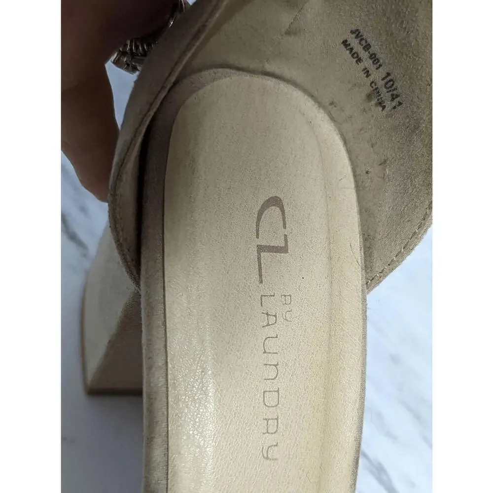 Chinese Laundry Women's Tan Suede Chunky Heel Sandal Size 10